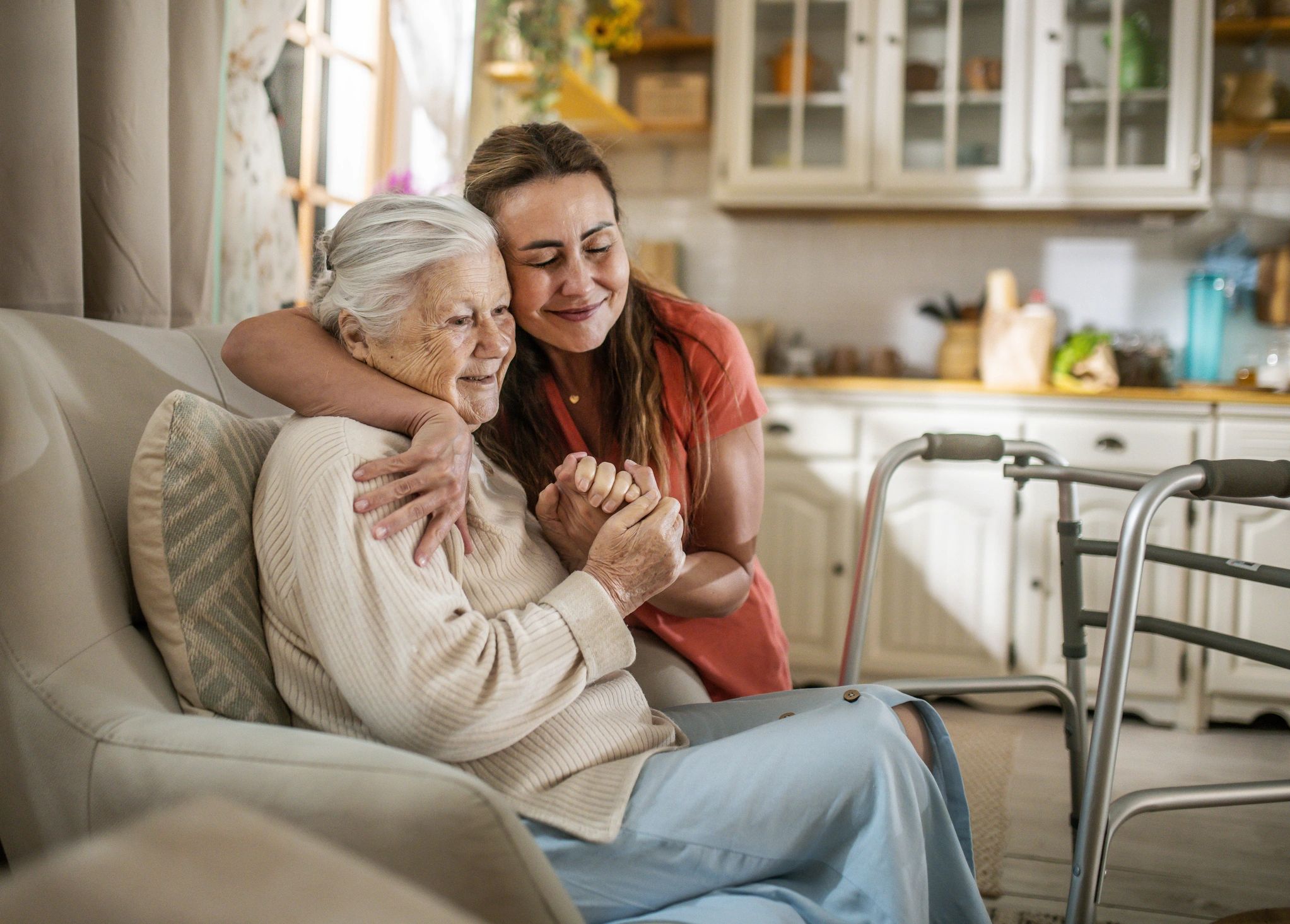 caring home caregiver with senior
