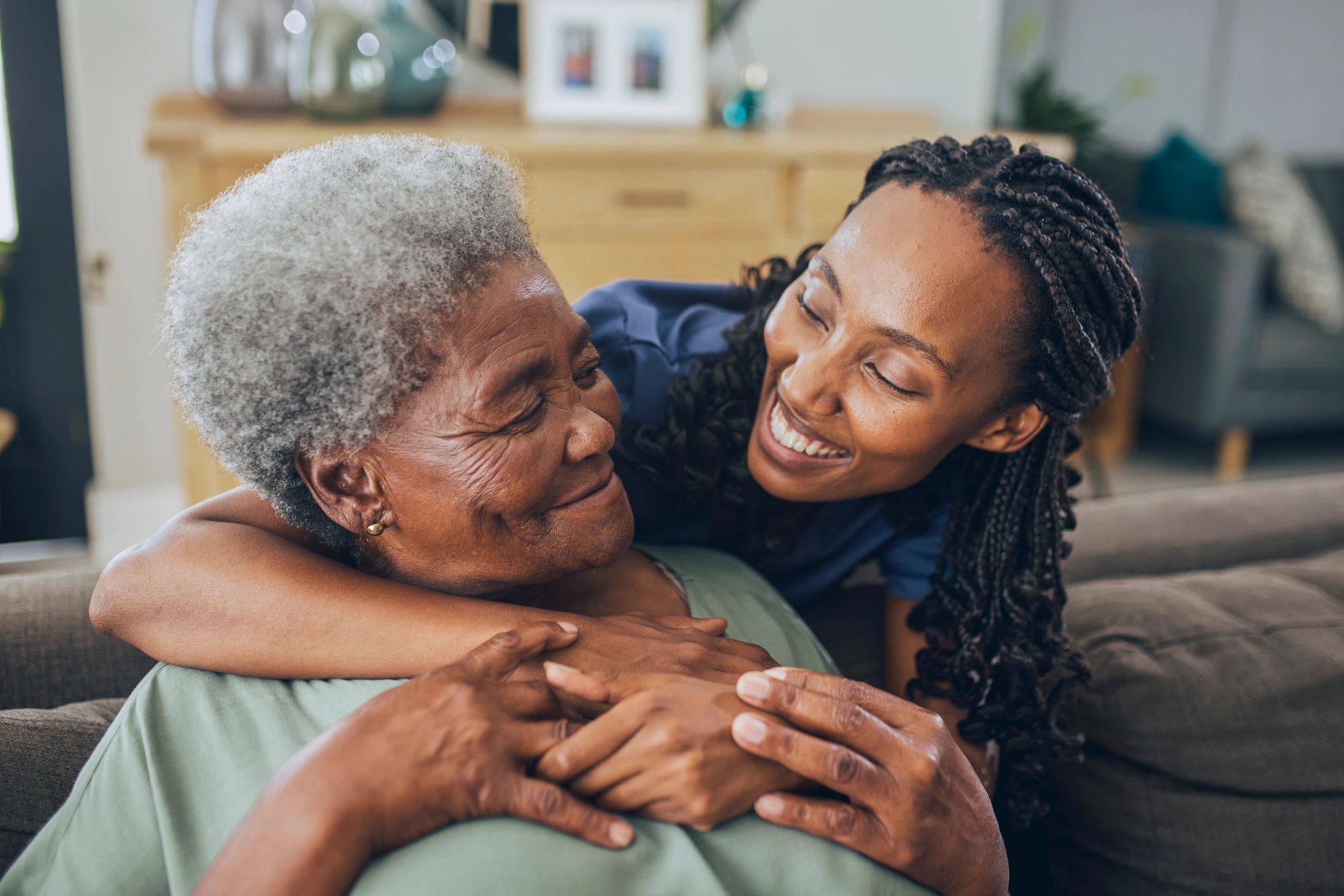 Homecare staff with senior client